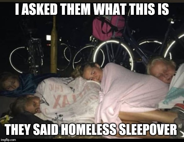 Homeless sleepover | I ASKED THEM WHAT THIS IS; THEY SAID HOMELESS SLEEPOVER | image tagged in memes,funny,fortnite,dank meme,dankmemes | made w/ Imgflip meme maker