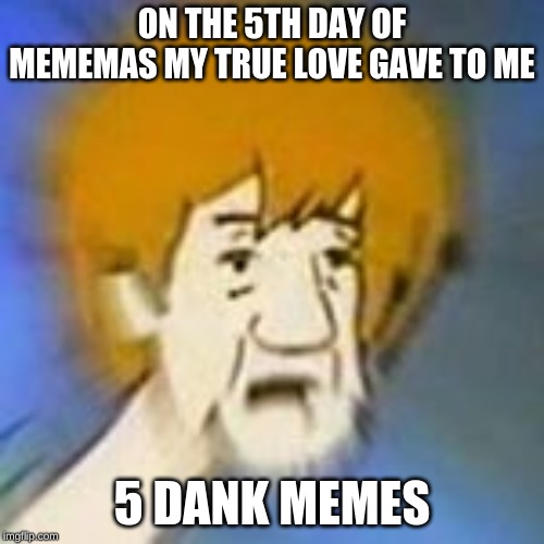 Shaggy Dank Meme | ON THE 5TH DAY OF MEMEMAS MY TRUE LOVE GAVE TO ME; 5 DANK MEMES | image tagged in shaggy dank meme | made w/ Imgflip meme maker