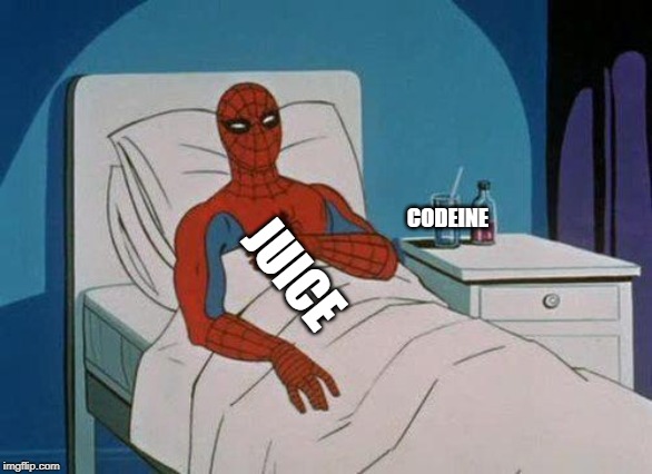 Spiderman Hospital | JUICE; CODEINE | image tagged in memes,spiderman hospital,spiderman | made w/ Imgflip meme maker