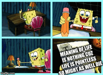 truth | MEANING OF LIFE IS NOTHING CUZ LIFE IS POINTLESS SO MIGHT AS WELL DIE | image tagged in gifs | made w/ Imgflip video-to-gif maker