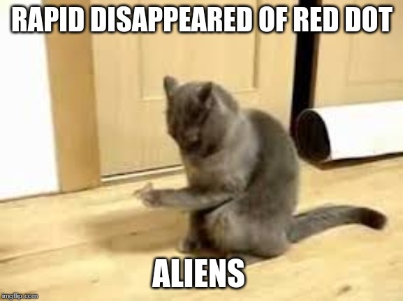 red dot aliens | RAPID DISAPPEARED OF RED DOT; ALIENS | image tagged in cats,aliens | made w/ Imgflip meme maker
