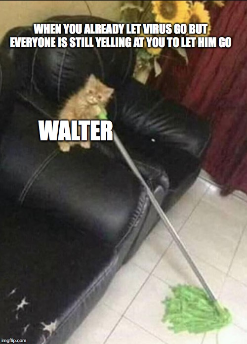 WHEN YOU ALREADY LET VIRUS GO BUT EVERYONE IS STILL YELLING AT YOU TO LET HIM GO; WALTER | made w/ Imgflip meme maker