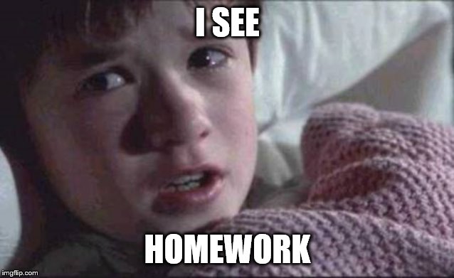 I See Dead People | I SEE; HOMEWORK | image tagged in memes,i see dead people | made w/ Imgflip meme maker
