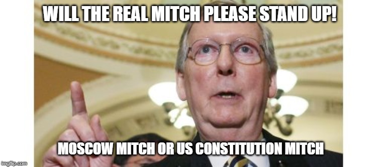 Mitch McConnell Meme | WILL THE REAL MITCH PLEASE STAND UP! MOSCOW MITCH OR US CONSTITUTION MITCH | image tagged in memes,mitch mcconnell | made w/ Imgflip meme maker