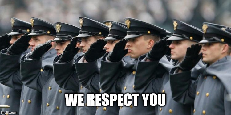 Military Salute | WE RESPECT YOU | image tagged in military salute | made w/ Imgflip meme maker