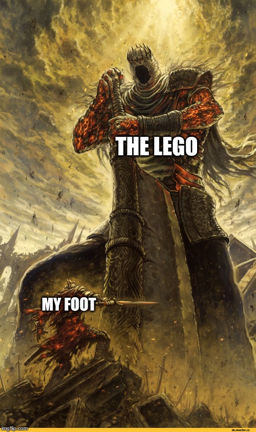 Fantasy Painting | MY FOOT THE LEGO | image tagged in fantasy painting | made w/ Imgflip meme maker