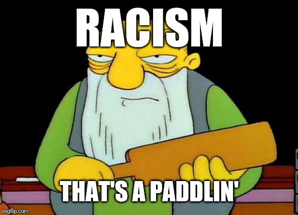 That's a paddlin' Meme | RACISM; THAT'S A PADDLIN' | image tagged in memes,that's a paddlin',racism | made w/ Imgflip meme maker