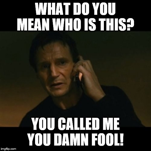 Liam Neeson Taken Meme | WHAT DO YOU MEAN WHO IS THIS? YOU CALLED ME YOU DAMN FOOL! | image tagged in memes,liam neeson taken | made w/ Imgflip meme maker