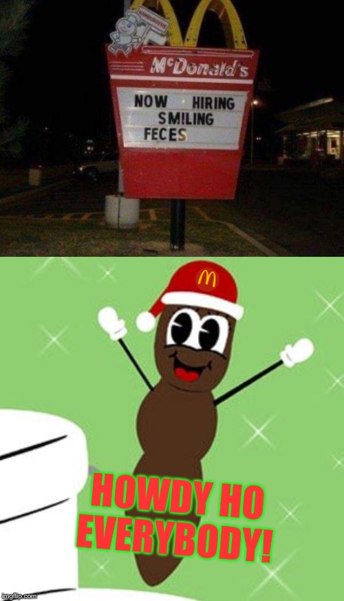 Would you like flies with that? | HOWDY HO EVERYBODY! | image tagged in mcdonalds,christmas,poo,funny signs | made w/ Imgflip meme maker