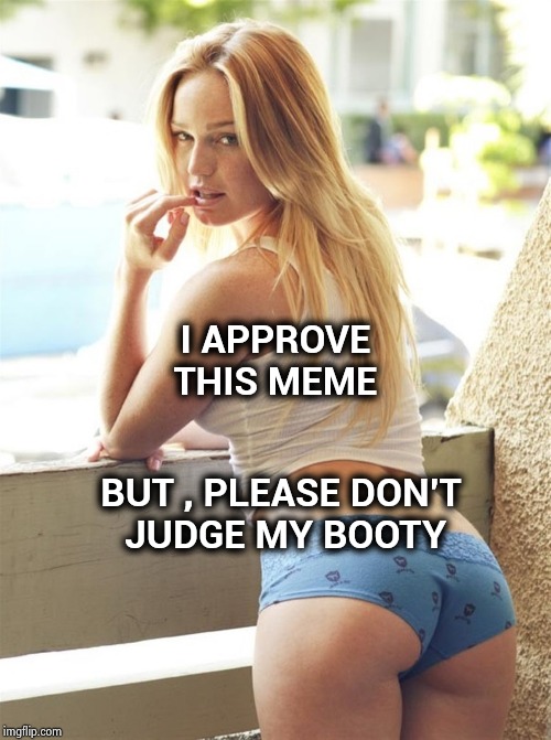 I APPROVE THIS MEME BUT , PLEASE DON'T
 JUDGE MY BOOTY | made w/ Imgflip meme maker
