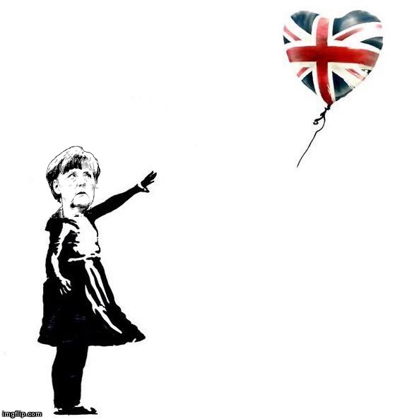 Bye Angela | image tagged in memes,banksy,girl with balloon,merkel,brexit | made w/ Imgflip meme maker
