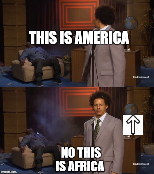 Who Killed Hannibal | THIS IS AMERICA; NO THIS IS AFRICA | image tagged in memes,who killed hannibal | made w/ Imgflip meme maker