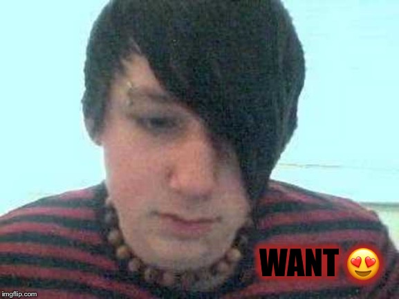 emo kid | WANT ? | image tagged in emo kid | made w/ Imgflip meme maker