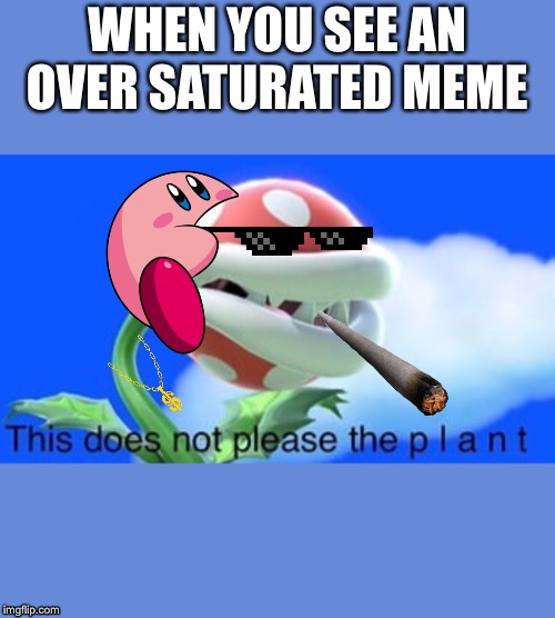 This does not please the plant | WHEN YOU SEE AN OVER SATURATED MEME | image tagged in this does not please the plant | made w/ Imgflip meme maker