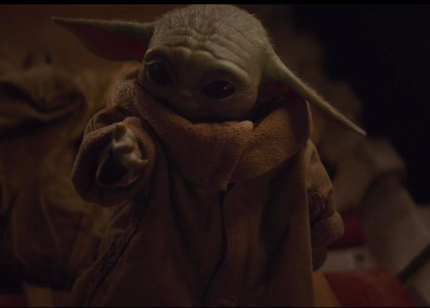 High Quality Baby Yoda looking at hand Blank Meme Template