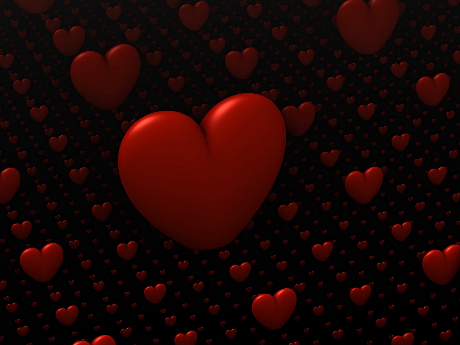 Red Hearts 3D on black background Blank Meme Template