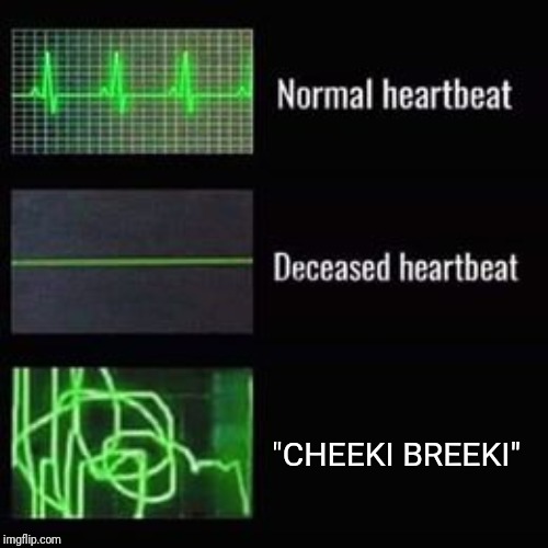 Me in Escape From Tarkov after .12 patch | "CHEEKI BREEKI" | image tagged in heartbeat rate,gaming,pc gaming,fps,eft,escape from tarkov | made w/ Imgflip meme maker