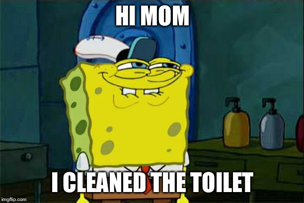 Don't You Squidward | HI MOM; I CLEANED THE TOILET | image tagged in memes,dont you squidward | made w/ Imgflip meme maker