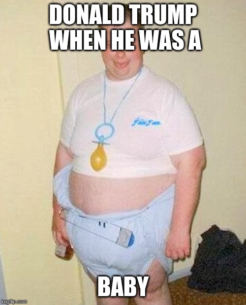 Fat baby | DONALD TRUMP  WHEN HE WAS A; BABY | image tagged in fat baby | made w/ Imgflip meme maker