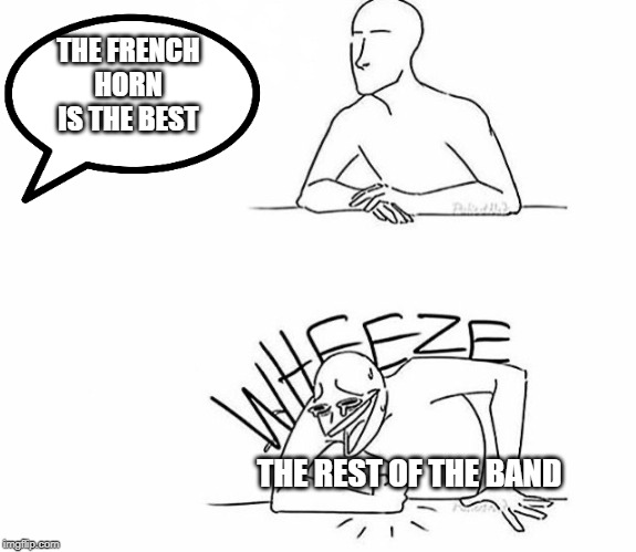 Wheeze | THE FRENCH HORN IS THE BEST; THE REST OF THE BAND | image tagged in wheeze | made w/ Imgflip meme maker