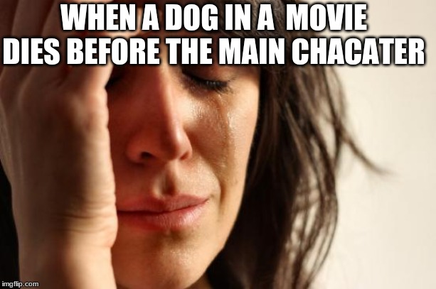 First World Problems Meme | WHEN A DOG IN A  MOVIE DIES BEFORE THE MAIN CHACATER | image tagged in memes,first world problems | made w/ Imgflip meme maker