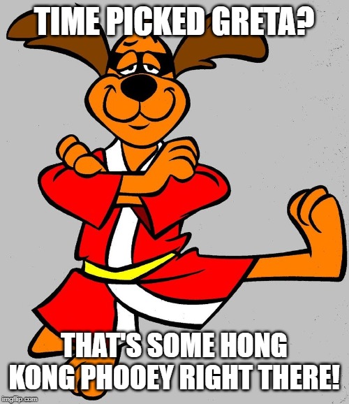 Hong Kong Phooey | TIME PICKED GRETA? THAT'S SOME HONG KONG PHOOEY RIGHT THERE! | image tagged in hong kong phooey | made w/ Imgflip meme maker