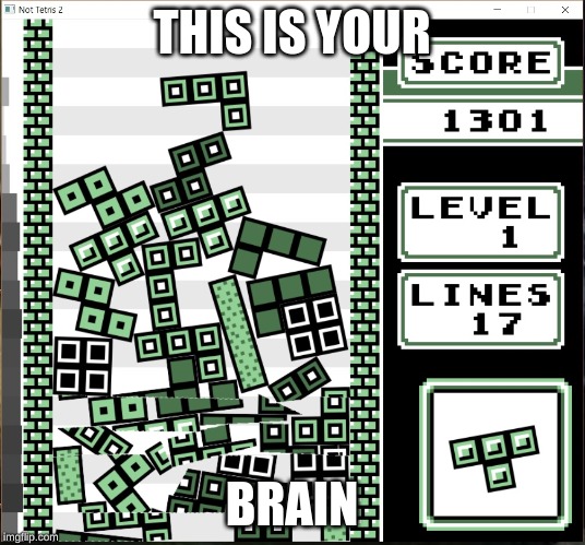 Chaos Tetris | THIS IS YOUR; BRAIN | image tagged in chaos tetris | made w/ Imgflip meme maker