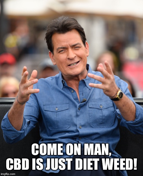 Charlie Sheen Aliens | COME ON MAN, CBD IS JUST DIET WEED! | image tagged in charlie sheen aliens | made w/ Imgflip meme maker