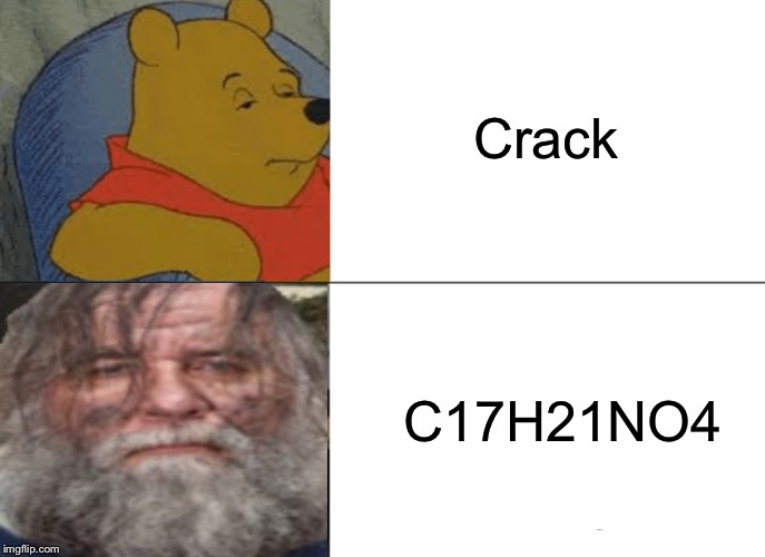 Tuxedo Winnie The Pooh Meme | Crack C17H21NO4 | image tagged in memes,tuxedo winnie the pooh | made w/ Imgflip meme maker