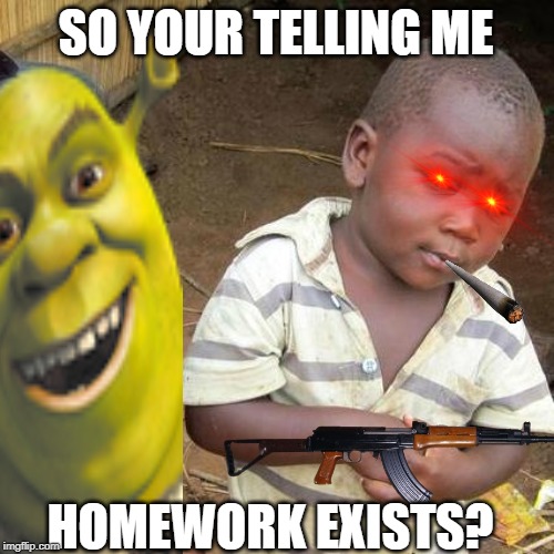 SO YOUR TELLING ME; HOMEWORK EXISTS? | made w/ Imgflip meme maker
