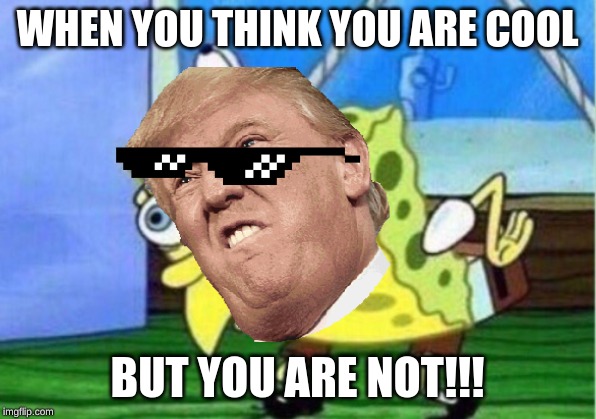 Mocking Spongebob | WHEN YOU THINK YOU ARE COOL; BUT YOU ARE NOT!!! | image tagged in memes,mocking spongebob | made w/ Imgflip meme maker