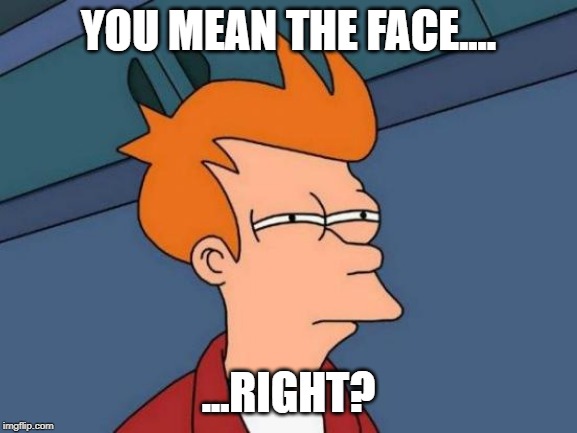 Futurama Fry Meme | YOU MEAN THE FACE.... ...RIGHT? | image tagged in memes,futurama fry | made w/ Imgflip meme maker