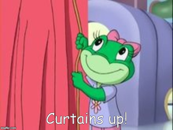 Lily Raising Up The Curtains | Curtains up! | image tagged in lily from leapfrog | made w/ Imgflip meme maker