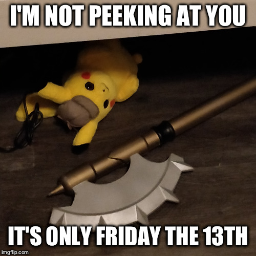I'M NOT PEEKING AT YOU; IT'S ONLY FRIDAY THE 13TH | image tagged in pokemon | made w/ Imgflip meme maker
