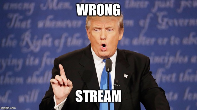 Donald Trump Wrong | WRONG STREAM | image tagged in donald trump wrong | made w/ Imgflip meme maker