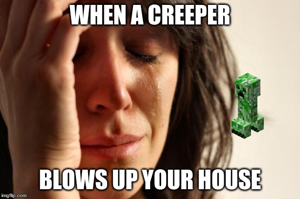 First World Problems Meme | WHEN A CREEPER; BLOWS UP YOUR HOUSE | image tagged in memes,first world problems | made w/ Imgflip meme maker