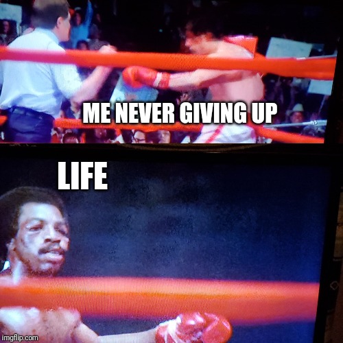 Fight | ME NEVER GIVING UP; LIFE | image tagged in fight | made w/ Imgflip meme maker