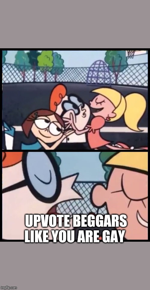 Say it Again, Dexter | UPVOTE BEGGARS LIKE YOU ARE GAY | image tagged in memes,say it again dexter | made w/ Imgflip meme maker