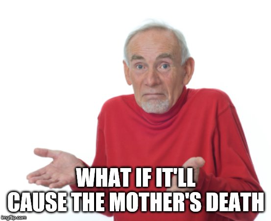 Guess I'll die  | WHAT IF IT'LL CAUSE THE MOTHER'S DEATH | image tagged in guess i'll die | made w/ Imgflip meme maker