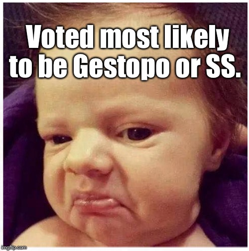 Voted most likely to be Gestopo or SS. | made w/ Imgflip meme maker