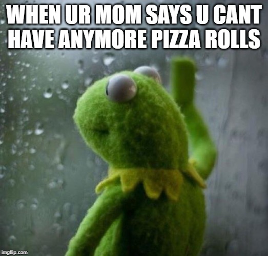 bye bye pizza rolls | WHEN UR MOM SAYS U CANT HAVE ANYMORE PIZZA ROLLS | image tagged in sadness | made w/ Imgflip meme maker