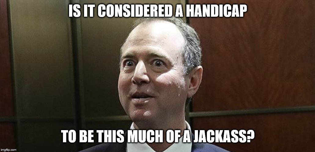 Not for Democrats! | IS IT CONSIDERED A HANDICAP; TO BE THIS MUCH OF A JACKASS? | image tagged in funny memes,politics,government corruption,adam schiff,impeachment | made w/ Imgflip meme maker