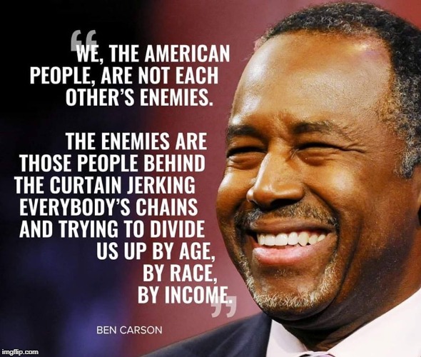 Ben Carson nails it | image tagged in identity politics,ben carson,give peace a chance | made w/ Imgflip meme maker