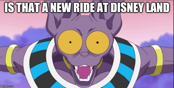beerus | IS THAT A NEW RIDE AT DISNEY LAND | image tagged in beerus | made w/ Imgflip meme maker