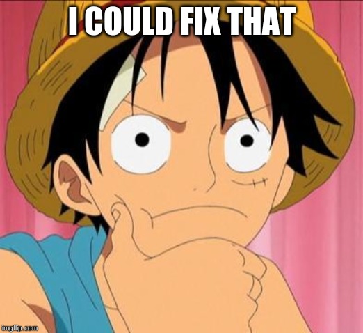 Luffy focused | I COULD FIX THAT | image tagged in luffy focused | made w/ Imgflip meme maker