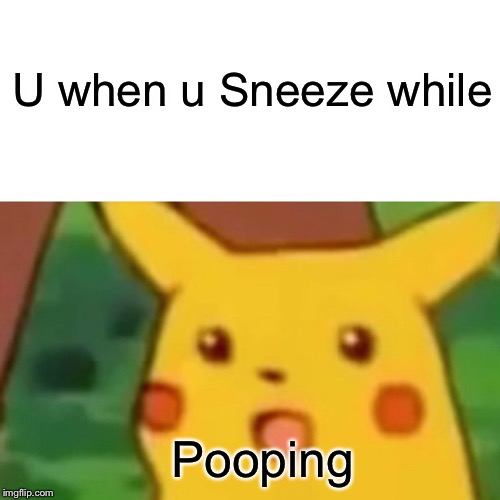 Surprised Pikachu | U when u Sneeze while; Pooping | image tagged in memes,surprised pikachu | made w/ Imgflip meme maker
