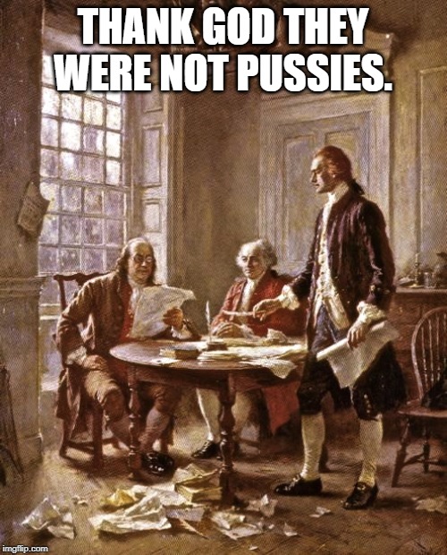 founding fathers | THANK GOD THEY WERE NOT PUSSIES. | image tagged in founding fathers | made w/ Imgflip meme maker