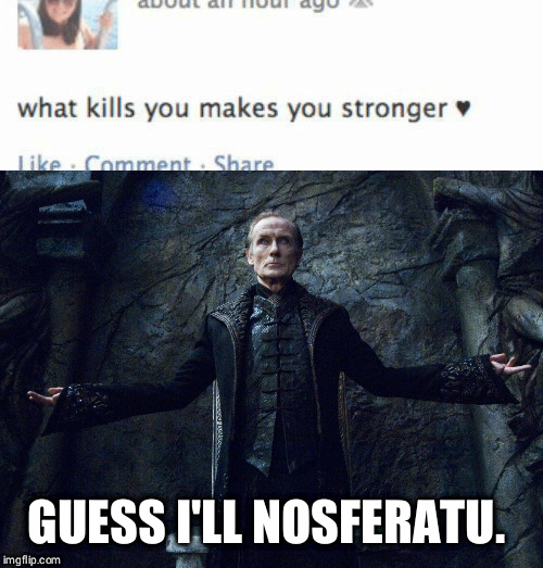 Still better than Twilight | GUESS I'LL NOSFERATU | image tagged in funny,vampire,nietzsche,famous quotes,dumb people | made w/ Imgflip meme maker