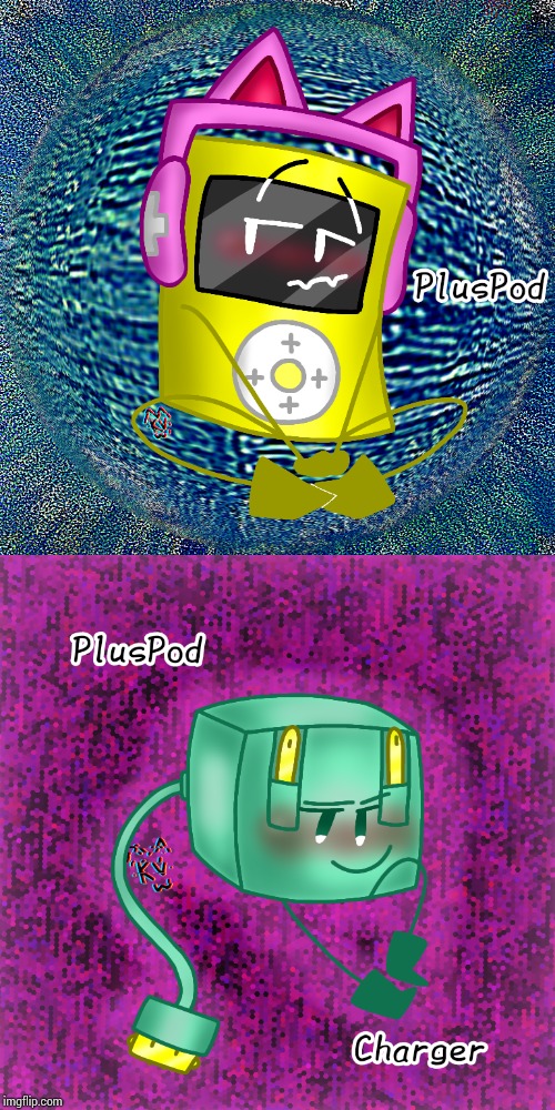 These are two new object characters, PlusPod and PlusPod Charger. They don't get along | image tagged in oc,ocs,drawing,drawings | made w/ Imgflip meme maker