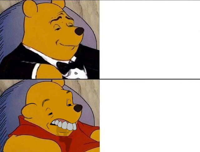 High Quality Tuxedo Winnie the Pooh grossed reverse Blank Meme Template
